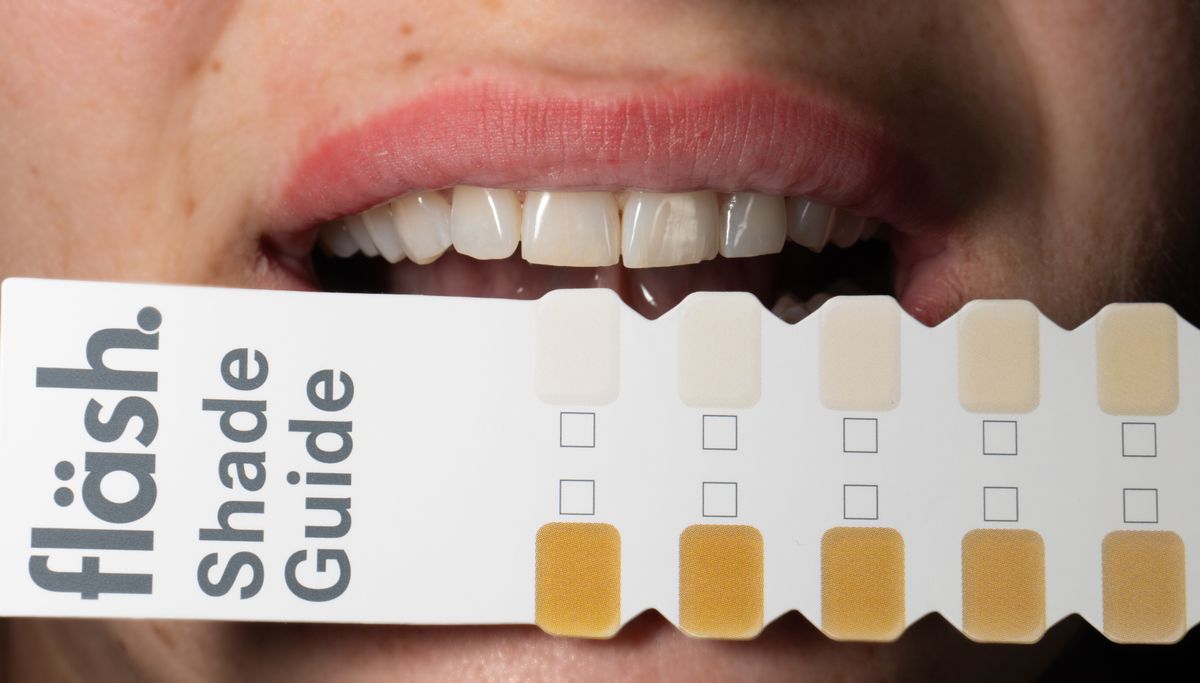 teeth whitening in Belapur — shade guide comparing whitening results at La Pearl Dental Boutique, Sector 15 Navi Mumbai